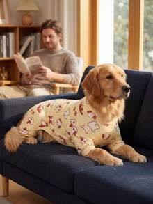 Dog Summer Shedding Hair Control Pajamas - Breathable High Stretch Full Coverage Pet Rompers, Summer Anti Licking & Bug Protective Jumpsuit For Medium Large Dogs, All Over Printing Dog Clothes - Cute Dog And Paw Print Pattern - Multicolor - View 6