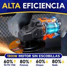 Kit De Amoladora Esmeriladora Angular Inalambrica  20 V, Incluye Bateria y Cargador ,Hojas de Corte,Pulido,etc. - Naranja - Ver 4