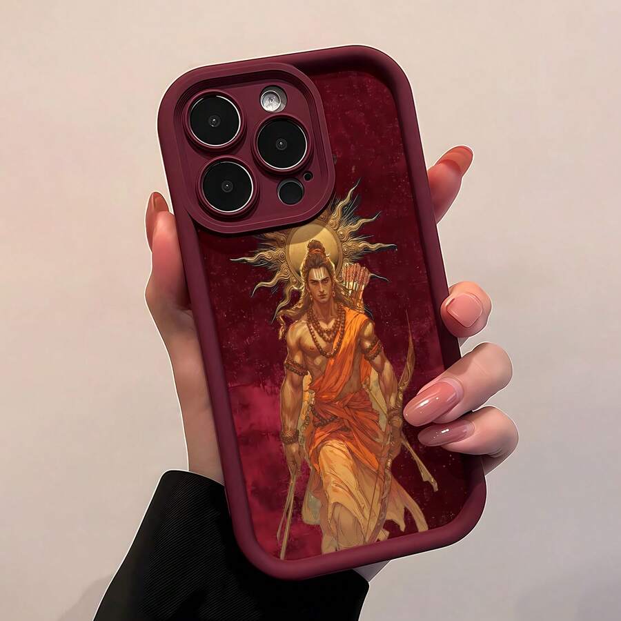 Obra de arte con temática divina de Rama en color naranja.funda de teléfono Fundas compatibles con ,Apple,VIVO,OPPO,,, y Honor.Fabricadas en silicona TPU,ofrecen protección contra golpes y caídas. - Burdeos - Ver 1