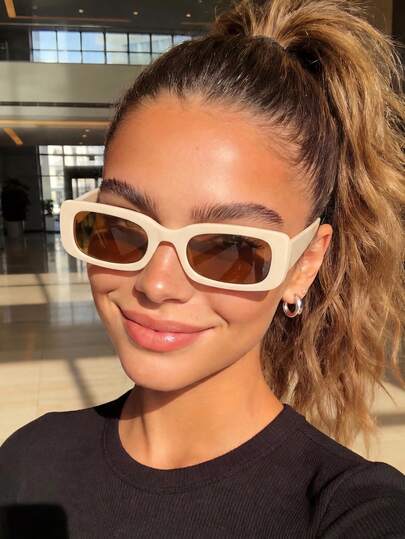 1 Pair Unisex Rectangular Minimalist Fashion Sunglasses, Women's Fashionable Glasses, Beach Accessories, Women's Glasses, All-Match Autumn/Winter Women's Clothing, Business Casual, Summer Beach Vacation, Outdoor, Travel Gift, Outdoor Outfit, Back To School Season