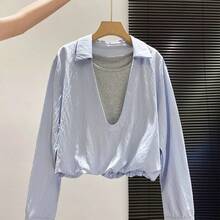 Women Blouses & Shirts - Light Blue - View 5