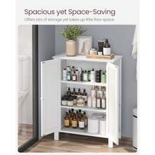 Floor Storage Cabinet Freestanding Storage Unit with 2 Adjustable Shelves for Bathroom Living Room Dining Kitchen 11.8 x 23.6 x 31.5 Inches Cloud White UBCB60WV1 - Nube blanca - Ver 5