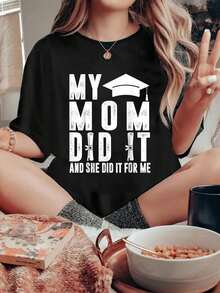 playeras de mujer, Mi mamá lo hizo y lo hizo porí. Camiseta de graduación para mamá. - Negro - Ver 6