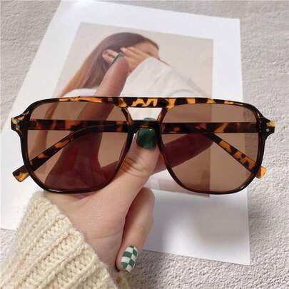 1 Pair Women's Retro Style Double-Bridge Full-Frame Vintage Fashion Glasses, Classic Design, Suitable For Daily Life, Parties, Music Festivals, Street Photography, Weekend Outfits, Family Outings, Fits All Face Shapes, Also Suitable For Back To School, College Style, Campus Style