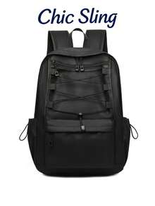 SHILAN Functional Style Large-Capacity Backpack, Wear-Resistant And Waterproof, Suitable For 15.6-Inch Laptops, Ideal For Commuting Multi-Compartment Student Schoolbag With Drawstring Fixing Design, Dual-Purpose Bag For Daily Storage And Short Trips - Multicolor - View 10