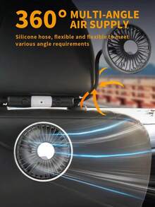 双头可旋转后座头枕式5V迷你散热风扇，360°可调低噪音车载电动风扇，无需电池，适用于仪表盘、房车、卡车等。 - 雙頭風扇 - 查看 11