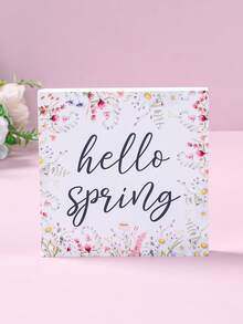 1pc Spring Wildflower Decoration Ornament, Hello Spring Decorations, This Foam Block Decor Makes A Great Gift For Family And Friends, Spring Party Supplies, Floral-Themed Party Decorations, Spring Crafts, Perfect For Home Or Office Shelves And Tiered Trays, Spring Cabinet Decor, Spring Living Room And Bedroom Decor, Spring Room Decor, Spring Home Decor, Spring Gifts, Party Favors - Spring Wildflowers - View 2
