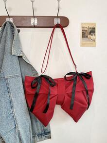2026 New Cute Bow Crossbody Bag, Sweet Niche Design Shoulder Underarm Bag For Young Girls - Red - View 12