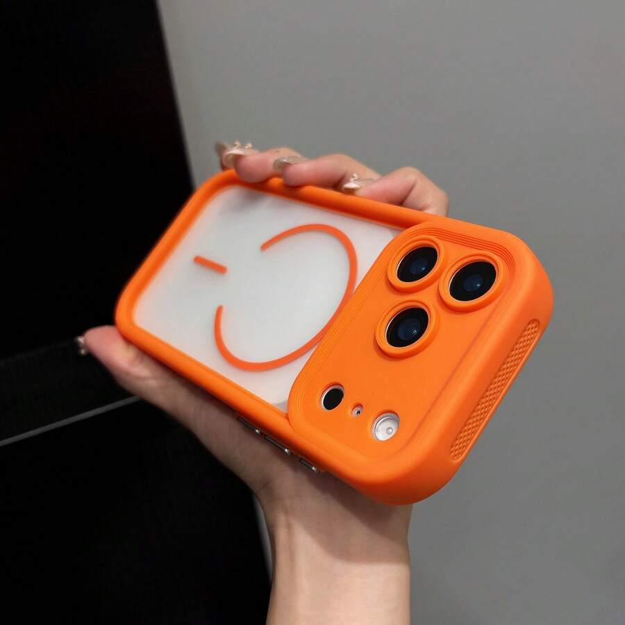 DECOPHONE 亮橙色磁性磨砂半透明手机壳,电镀按键,防摔全包保护套,适用于苹果 17 / 17 Pro / 17 Pro Max。 - 橘色 - 查看 1
