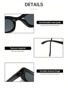 1/2 Pair Retro Square Glasses, Classic Black Frame Eyeglasses For Men And Women, Luxury Fashion Flattering Large Face, Narrow Frame Polarized Lens Gift - 查看 7