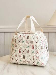 Portable Insulated Lunch Bag; Student Thickened Cute Lunch Fruit Bag; Cartoon Bear Irregular Print Lunch Bag - Multicolor - View 5