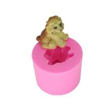 3D狗狗品种硅胶模具套装，不同小狗造型糖果巧克力模具，适用于制作肥皂、树脂工艺品 - 粉色 - 查看 9