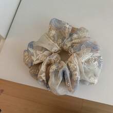 1件 2026新款梦幻夏日蓝色蕾丝刺绣甜美温柔可爱百搭大号发圈发饰 - 淺藍色 - 查看 4