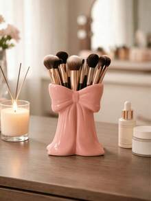Single Bow Design Cosmetic Storage Box, Multi-Functional Desk Pen Holder For Lipstick, Eyeliner, Makeup Brushes, Vanity Table, Bathroom Cabinet - Multicolor - View 9