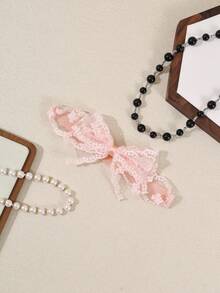 3/4pcs Set Solid Color Lace Bow Baby Headbands, Cute Newborn Photography Props, Soft Elastic Infant Hair Accessories - Multicolor - View 3