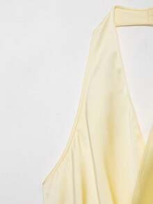 Top de satén con escote en V sexy para mujer, primavera/verano - amarillo ganso - Ver 4