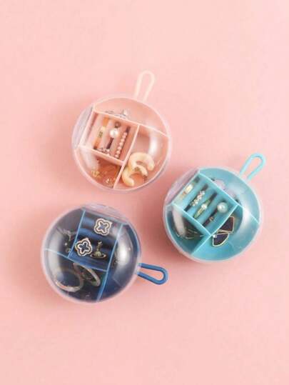 Portable Round Jewelry Box (1 Piece), Multi-Compartment Small Jewelry Box, Suitable For Storing Earrings, Rings, Necklaces, And More. A Travel Essential, A Women's Gift, Or A Room Decorator.