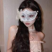 Holiday Masquerade Princess Mask Female Adult Party Half Face Mask White Feather Half Face Blindfold Props - 查看 4