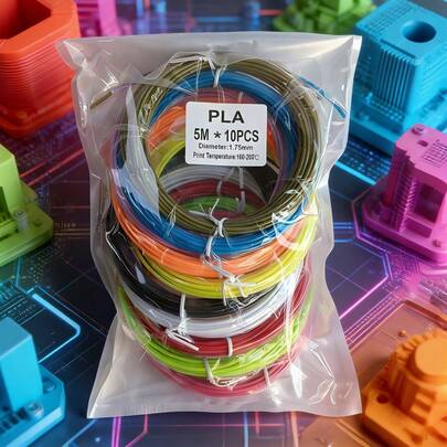 3D Pen PLA Filament Refills 5M*10Colors,Bright Colors Without Repetition, Vacuum Packaging, Better Protection Of Filament