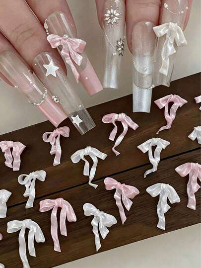 100pcs Butterfly Nail Art Decorations, Blue, White, Pink 3D Butterfly Nail Accessories, Cute DIY Nail Art Decor Techniques, Nail Art Crafts