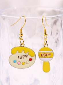 1对创意个性ISFP/ESFP不对称耳环，可爱设计，适合日常佩戴、节日、派对等场合，女士饰品 - 彩色 - 查看 2