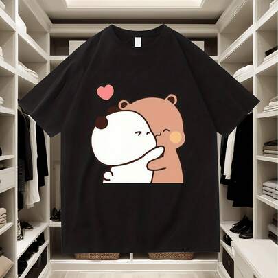 T-shirt Bubu & Dudu da uomo e da donna con il simpatico motivo della coppia di orsetti Bubu & Dudu – T-shirt unisex oversize in morbido cotone in stil