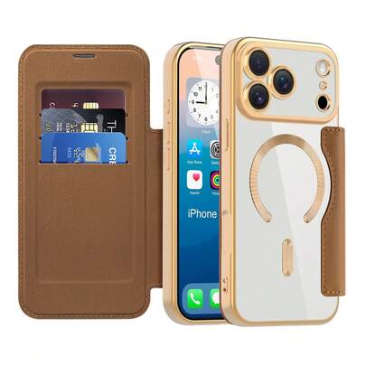 Business PU Leather Flip Wallet Case With Card Slots, Electroplated Magnetic Phone Cover With Lens Protector, Wireless Charging,Full Body Shockproof Compatible With IPhone 17 17Air 17Pro 17Promax Compatible With Samsung Galaxy S26Ultra S25Ultra S24Ultra S23Ultra S22Ultra A07 A017 A56