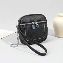 新款女士钱包 女式软皮零钱包 拉链钱包 小零钱卡包 钥匙耳机包 - 黑色 - 查看 1