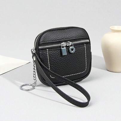 محفظة نسائية جديدة، حقيبة نقود من الجلد الناعم للنساء، محفظة سحاب صغيرة لحمل العملات والبطاقات والمفاتيح وسماعات الرأس