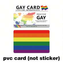 1 张 LGBTQ+ 骄傲终身会员卡 + 1 个心形卡套，装饰性 PVC 卡片，非贴纸，双面彩虹条纹梦幻图案，光滑表面，长方形 - 彩色 - 查看 6