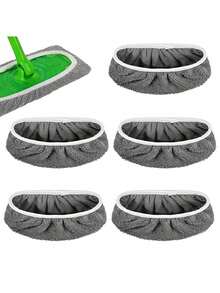 5片装可重复使用拖把垫，超细纤维干扫布，可水洗湿拖把替换垫，高品质可重复使用拖把补充垫 - 多色 - 查看 5