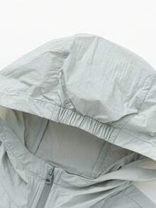 Balabala Áo khoác mùa hè nhẹ, chống tia UV cho bé gái và bé trai, thoáng mát, có mũ trùm đầu, dễ gấp gọn. - màu xám nhạt - Xem 3