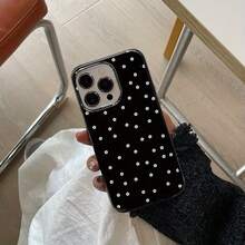 亮面果冻黑色软壳，饰有白色小花，兼容 15 Pro Max和16，适合作为情侣、女友、女儿、青少年的生日和圣诞礼物。 - 黑色 - 查看 2