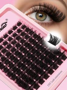 Waloshow D-Curl Fluffy Eyelash Cluster, Single Flared Lashes, 12 Rows Of 10-16mm Mixed Length Eyelash Extensions, Soft Natural Fluffy False Eyelashes, DIY Eyelash Extension At Home, Eyelash Cluster, Single Lashes, Eyelashes, False Eyelashes - D - View 3
