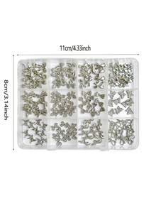 1Box Silver Alloy Bow Nail Charms Kit -12 Grids Mixed 3D Rhinestone Bow Nail Decorations Perfect For Daily Manicure For DIY Craft Nails - Silver - View 8