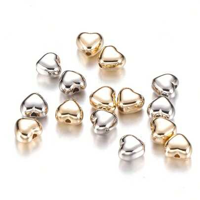 100 Pieces Of 6mm DIY Heart-Shaped Beads, CCB Electroplated Plastic Loose Beads And Spacer Beads, Suitable For Jewelry Making, Accessories For Keychains, Bracelets And Necklaces