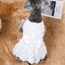 1pc Dog Dress, Lightweight Spring/Summer Cake Skirt For Small Dogs Like Teddy/Poodle, 1pc Striped Dog Vest, Small Dog Clothes, Spring/Summer Puppy Dress - White - View 4