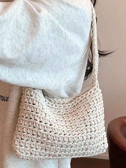 경량 접이식 패셔너블한 맞춤형 토트백, 수제 보헤미안 엮은 로프 크로스바디 백 - 여성용 여름 비치 백, 여행, 레저 외출, 해변, 일상 사용, 쇼핑 및 해변 휴가에 적합, 패션 매칭