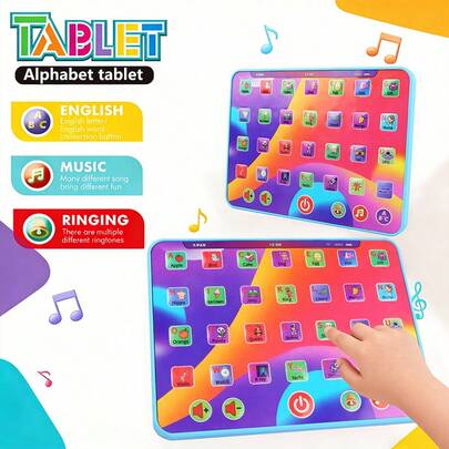 Interaktywny tablet edukacyjny z alfabetem, liczbami, kolorami, muzyką i słowami, zabawka edukacyjna dla chłopców i dziewczynek w wieku 3-5 lat