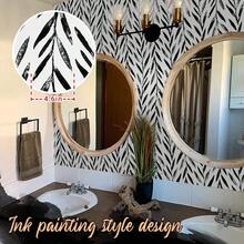 1卷复古简约叶子壁纸，时尚植物叶子印花壁纸，精致室内装饰膜，适用于房间和橱柜表面的装饰翻新，各种房间和厨房墙面装饰壁纸，自粘贴纸，易于安装和移除，手工工艺膜 - 植物樹葉 - 查看 2