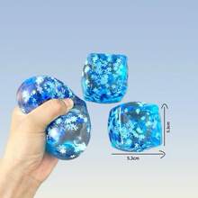 1个麦芽糖雪花造型挤压减压玩具，逼真立方体造型，慢回弹指尖玩具，用于缓解压力和挤压，方形挤压乐趣，生日礼物，圣诞礼物，完美礼物 - 彩色 - 查看 3