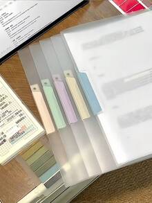 5組透明A4尺寸側開旋轉文件夾，防水防塵，適用於學校文件、辦公文件、美術紙、學校用品，簡約文件夾，履歷夾，大容量辦公用品，桌面收納，文件整理，辦公用品，桌面配件，教師教學用品，返校季，學習用品，貼紙簿，收納，文具，教師教室必需品 - 彩色 - 查看 4
