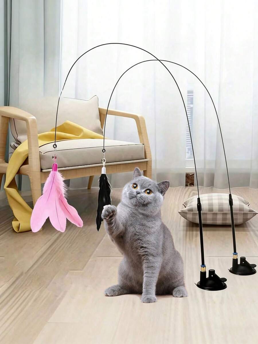1 Đồ chơi tương tác cho mèo, Đồ chơi lông vũ bằng kim loại cho mèo, Gậy trêu mèo tự động, Đồ chơi kêu chuông cho mèo, Đồ chơi tương tác cầm tay cho mèo, Phụ kiện đồ chơi cho mèo, Đồ chơi phát âm thanh trêu mèo, Gậy trêu mèo tự động cán dài - Nhiều màu - Xem 1
