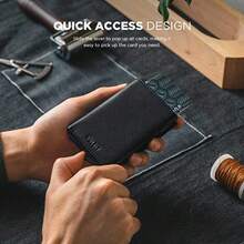 VULKIT Portatarjetas de crédito con compartimento para billetes bloqueo RFID portafolios de piel desplegable con ventana de identificación Negro Cruzado - Cruzado Negro - Ver 3