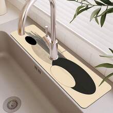 1pc Faucet Suction Pad, Drain Pad, Kitchen, Bathroom Sink, Countertop, Drain Pad, Diatomite Washbasin, Cuttable And Quick Drying Pad. - Multicolor - View 2