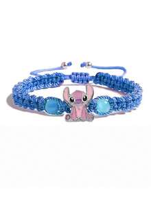 动漫主题史迪奇派对配饰，多色扭纹水晶珠手链，莉萝与史迪奇手链，派对装饰手链，送给动漫迷和手链爱好者的礼物 - 彩色 - 查看 9