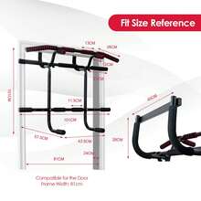 COSTWAY Doorway Pull Up Bar Strength Training With Power Ropes And Foam Padded Handles, Black - Black - View 9