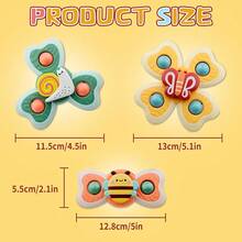 1-3pcs Colorful Suction Cup Spinning Tops Toys - Fun Insect & Nature Themed Spinners, Suitable For Teens - Great For Bathtub, Tabletop & Bathroom Play, Perfect For Halloween, Thanksgiving & Christmas Gifts - Multicolor - View 4