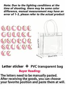 10个装 - 1个可重复使用的透明PVC礼品袋，带花卉字母A-Z手柄，适用于婚礼、生日和节日，多用途包装收纳袋 - 透明 - 查看 8