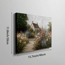 1pc Vintage French Country Cottage Garden Wall Art Impressionist Floral Path Printed Canvas Painting, Countryside Poster, Farmhouse Decor For Bedroom, Living Room, Bathroom, Women Gift, Framed Or Unframed - Pattern - View 12